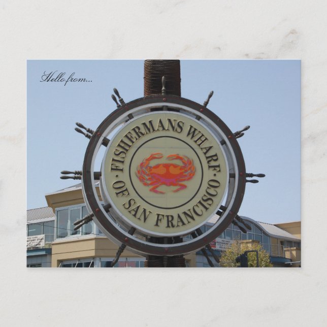 Hallo von... Fishermans Wharf Postkarte (Vorderseite)