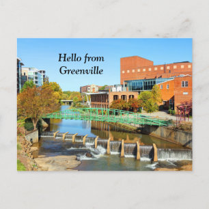 Hallo von Greenville, South Carolina Reedy River Postkarte