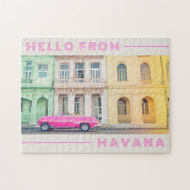 Hallo von Havana Retro Pink Auto & Architektur (Horizontal)