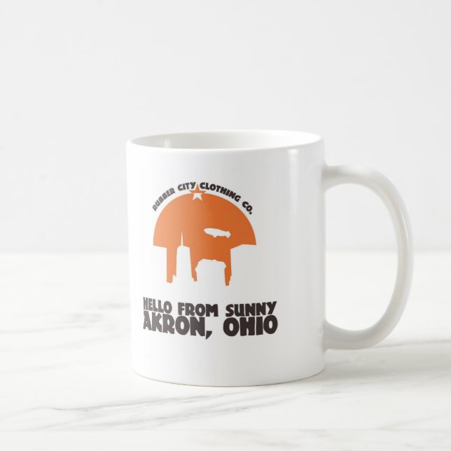 Hallo von sonnigem Akron Ohio Kaffeetasse (Rechts)
