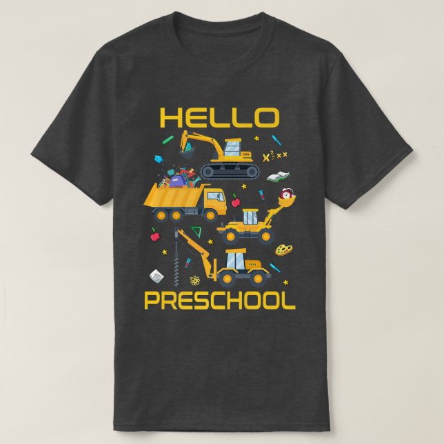 Hallo Vorschulbau Truck zurück zur Schule T-Shirt (Design vorne)