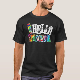Hallo Vorschule Gefärbte Krawatte zurück zur Schul T-Shirt
