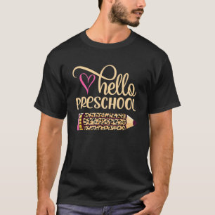 Hallo Vorschule Leopard Pencil wieder in die Schul T-Shirt