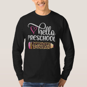 Hallo Vorschule Leopard Pencil wieder in die Schul T-Shirt