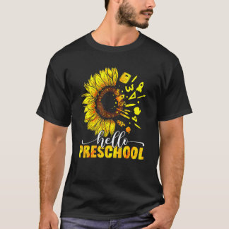Hallo Vorschule Sonnenblumen Lehrer Schule Zurück  T-Shirt