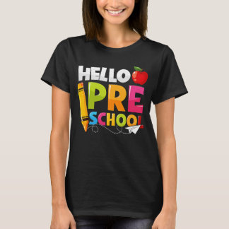 Hallo Vorschule zurück zur Schule Junge Mädchen un T-Shirt