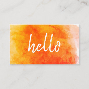 Hallo Watercolor Orange Visitenkarte