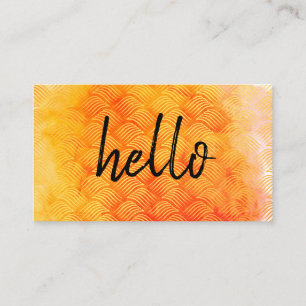 Hallo Watercolor Orange Weave Muster Visitenkarte