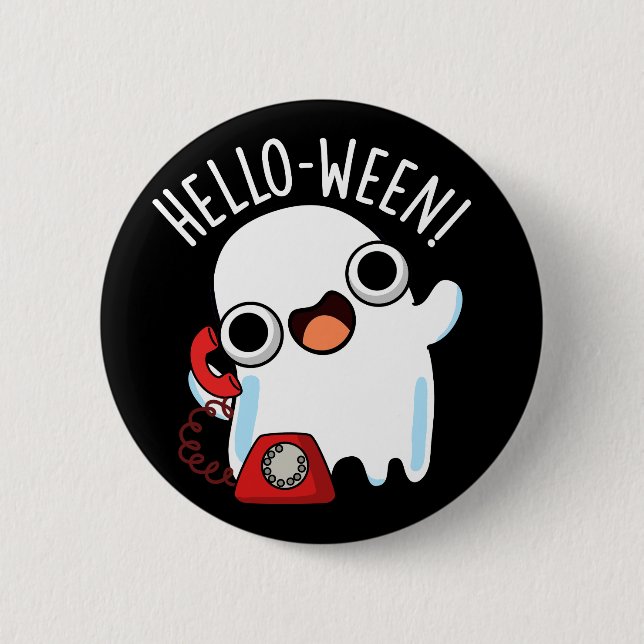 Hallo-ween Lustiger Geist Wortspiel Dunkler Hinter Button (Vorderseite)