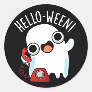 Hallo-ween Lustiger Geist Wortspiel Dunkler Hinter Runder Aufkleber