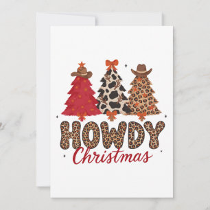 Hallo Weihnachten Flauschige Bäume Cowboy Hüte Leo Einladung