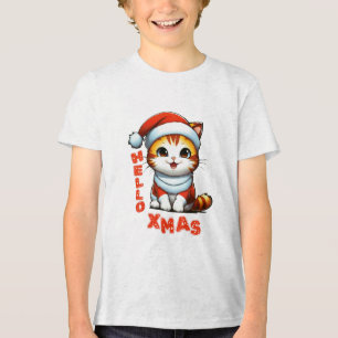 Hallo Weihnachten - Niedliche Weihnachtskatze in e Tri-Blend Shirt