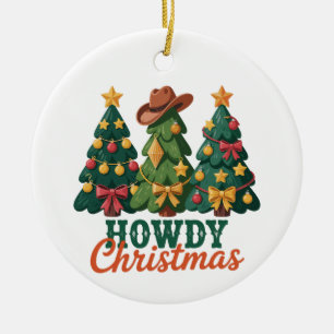 Hallo Weihnachten Western Cowgirl Cowboy Land Keramik Ornament