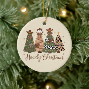 Hallo Weihnachten Western Retro Baum Cowboy Cowgir Keramik Ornament