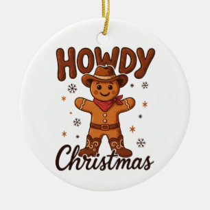 Hallo Weihnachts-Cowboy-Lebkuchen Western-Land Keramik Ornament