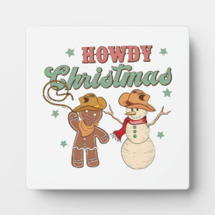 Hallo Weihnachts-Cowboy-Schneemann Western Lustig Fotoplatte