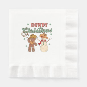 Hallo Weihnachts Cowboy Schneemann Western Lustig Serviette