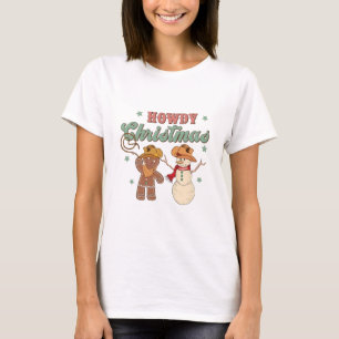 Hallo Weihnachts-Cowboy-Schneemann Western Lustig T-Shirt