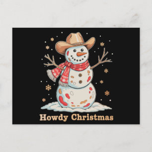 Hallo Weihnachts Schneemann Western Cowboy Xmas Sc Feiertagspostkarte