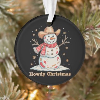 Hallo Weihnachts Schneemann Western Cowboy Xmas Sc Ornament