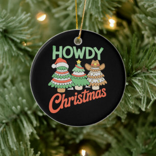 Hallo Weihnachtsbaum Cowboy Western Kuchen Xmas Keramik Ornament