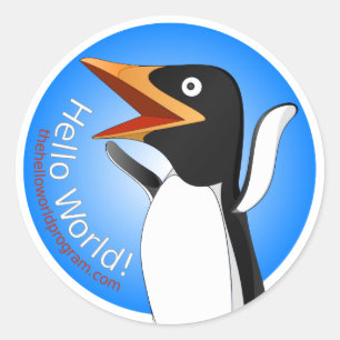 Hallo Welt! Adelie der Pinguin-Aufkleber Runder Aufkleber