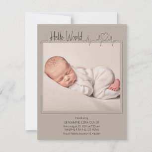 Hallo, Welt Baby-Ankündigungskarte Ankündigung