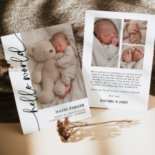 Hallo Welt Baby Foto Geburt Ankündigung