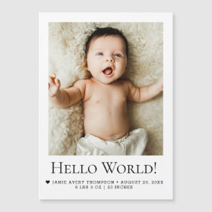Hallo Welt Baby-Foto-Geburtsankündigung Magnetkarte