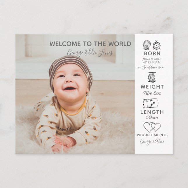 Hallo Welt Babyfotografen Ankündigung neu Postkarte (Vorderseite)