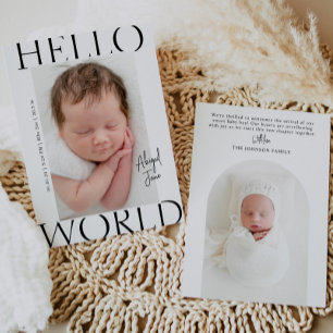 Hallo Welt   Moderne minimalistische Baby-Foto-Geb Ankündigung