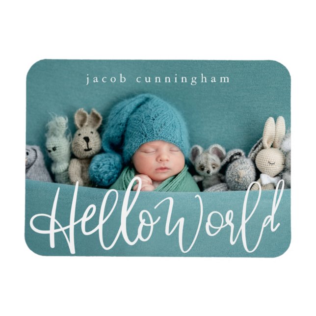 Hallo Welt! Modernes, spielerisches Script Baby Bi Magnet (Horizontal)