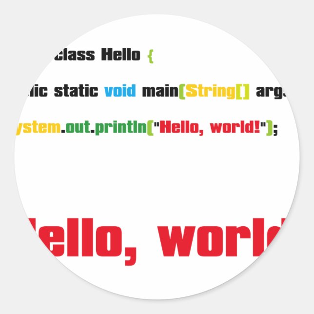 Hallo, Welt! Runder Aufkleber (Vorderseite)