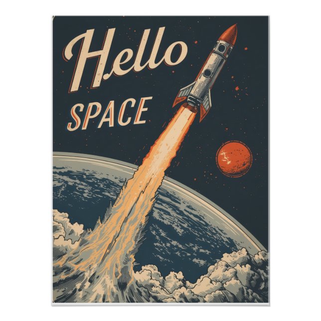 Hallo Weltall-Retro Futurismus Poster (Vorderseite)