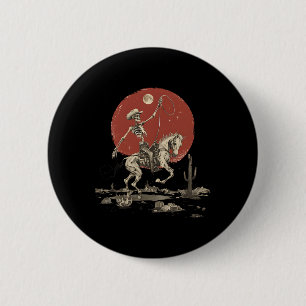Hallo Western Cowboy Skelett Reitet auf Pferd Vint Button