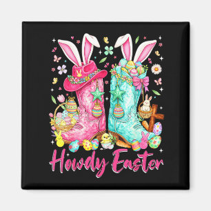 Hallo Western-Osterhase Coquette Cowboy-Stiefel Magnet