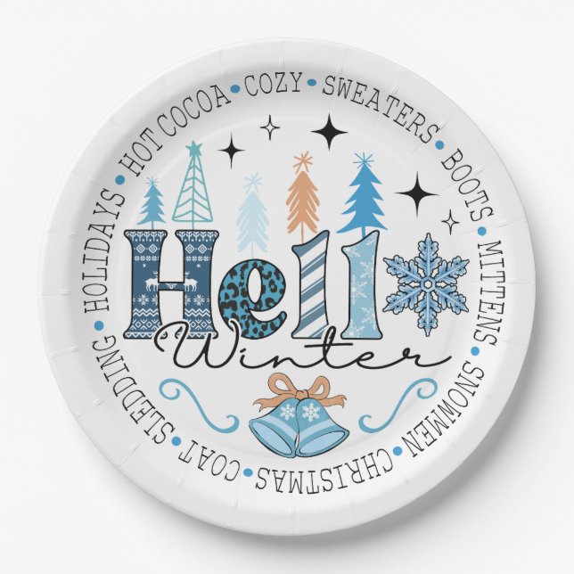 "Hallo" Willkommenes Weihnachtsessen Pappteller (Vorderseite)
