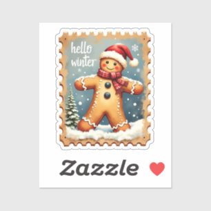 Hallo Winter Gingerbrot Briefmarke Aufkleber