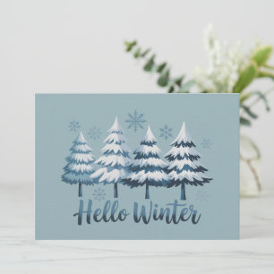 Hallo Winter Saison Vibes Bäume Schneeflocken Weih Einladung