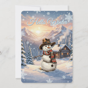 Hallo Winter Schneemann Personalisierter Text Einladung