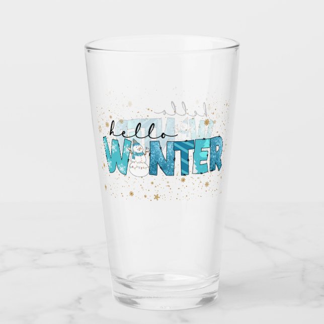 Hallo Winter Snowman Customize Glas (Vorderseite)