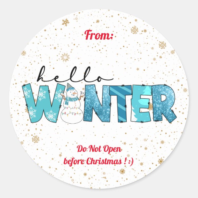 Hallo Winter Snowman Customize Runder Aufkleber (Vorderseite)