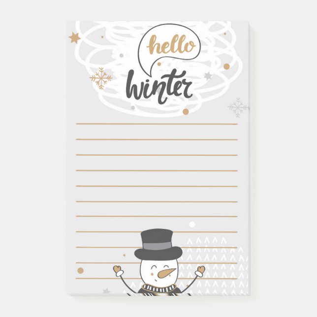 Hallo Winter Snowman Post-It Notes Klebezettel (Vorderseite)