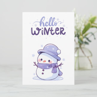 Hallo Winter Snowwoman Feiertagskarte