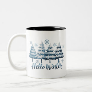 Hallo Winter-Stimmung Bäume Schneeflocken Xmas Zweifarbige Tasse