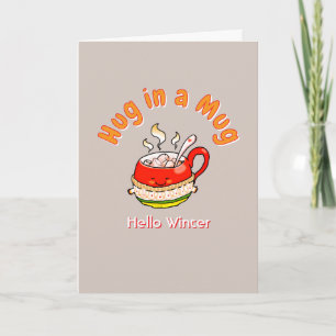 Hallo Winter Umarmung in einer Tasse Cozy Kawaii I Karte