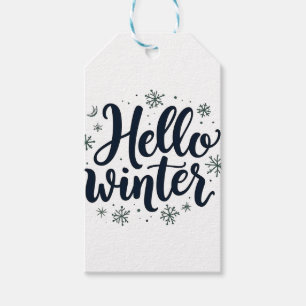 Hallo Winter Weihnachten Schneeflocken Wintersaiso Geschenkanhänger