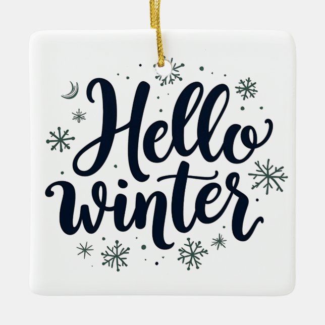 Hallo Winter Weihnachten Schneeflocken Wintersaiso Keramikornament (Vorderseite)