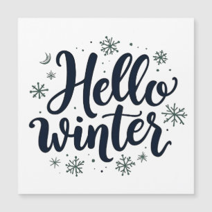 Hallo Winter Weihnachten Schneeflocken Wintersaiso Magnetkarte