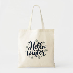 Hallo Winter Weihnachten Schneeflocken Wintersaiso Tragetasche